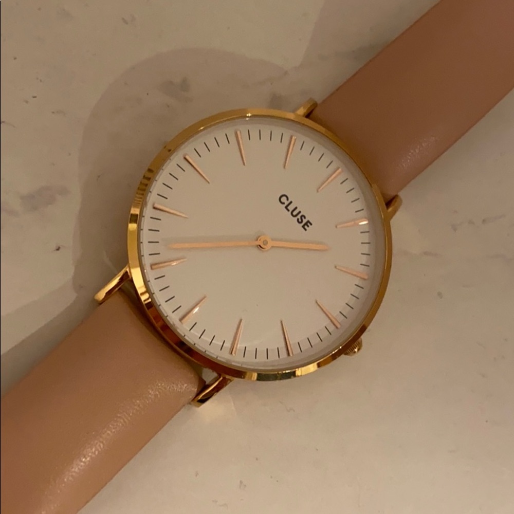 💖 Cluse pink blush rose gold watch leather